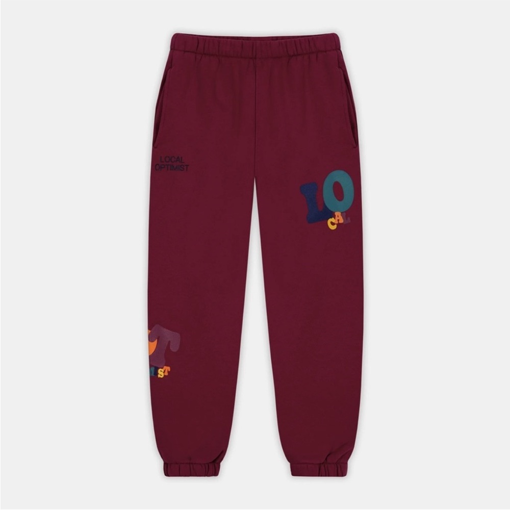 Madhappy Local Optimist Fleece Sweatpants in Maroon Size XS